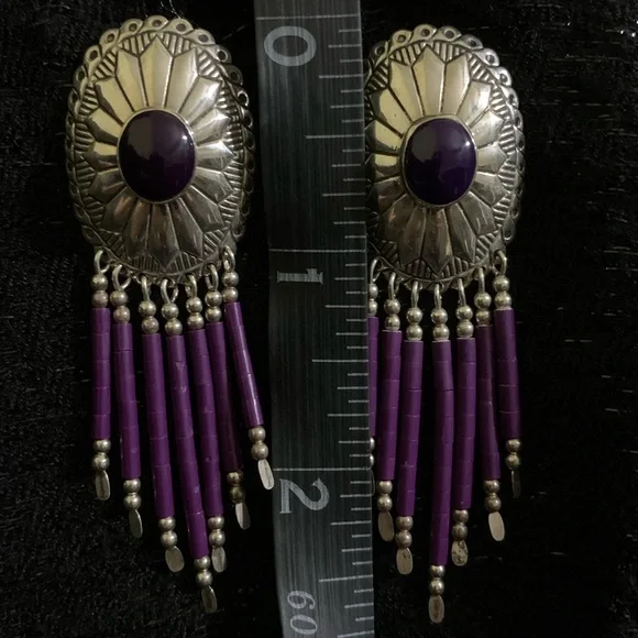 Vintage Hopi Purple Sugilite Concho earrings - Picture 6 of 9